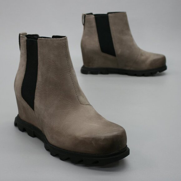 Sorel Ladies 12 Joan Of Arctic Wedge III Brown Chelsea Ankle Booties NL4356-265 - Picture 1 of 12
